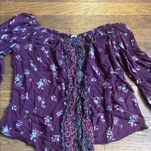 Hollister Purple Floral Off-Shoulder Blouse